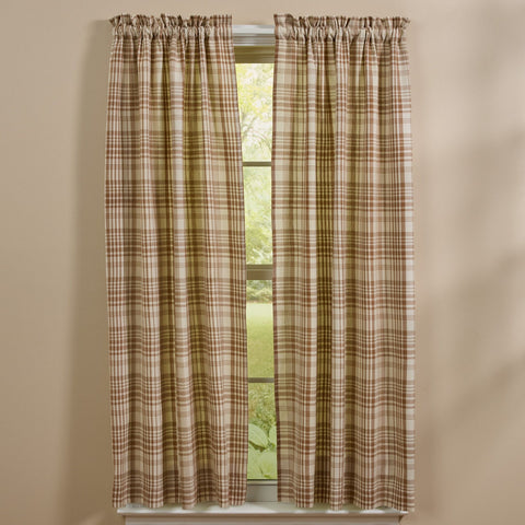 Amphora Plaid Short Panel Curtains 63"