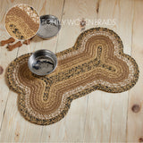 Kettlehurst Dog Bone Braided Waterproof Rug Mat – Medium – Waterproof Dog Feeding Mat – Natural, Caramel
