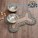 Kayley Dog Bone Braided Waterproof Rug Mat – Small – Cottage Farmhouse Dog Mat – Navy, Creme, Dusty Rose