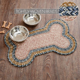 Kayley Dog Bone Braided Waterproof Rug Mat – Medium – Cottage Farmhouse Dog Mat – Navy, Creme, Dusty Rose