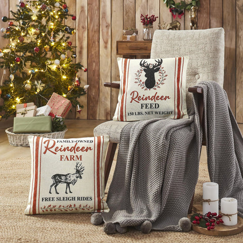 Reindeer Farm Pillow Cover Set of 2