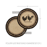 Farmstead Charcoal Poultry Braided 8" Trivet Set of 3