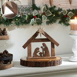 A Savior is Born Dark Wooden Nativity Scene-Lange General Store