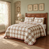 Wedding Rings Quilt Set in a cottage bedroom