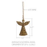 Antique Gold Metal Angel Ornament Set of 6-Lange General Store