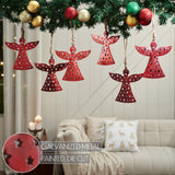 Antique Red Metal Angel Ornament Set of 6-Lange General Store