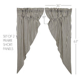 Ashlynn Ticking Stripe Short Prairie Curtains-Lange General Store