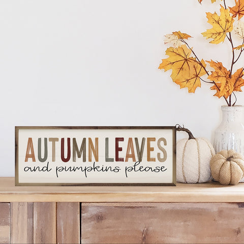 Autumn Leaves Colorful Sign 24x8