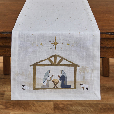 Away In A Manger Table Runner 54"-Lange General Store