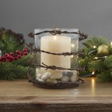 Barbed Wire Pillar Candle Holder-Lange General Store