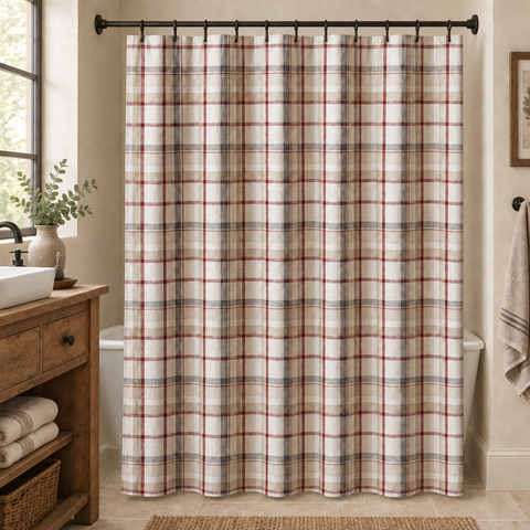 Barnwood Shower Curtain plaid correction