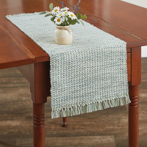 Basketweave Barely Blue Table Runners-Lange General Store