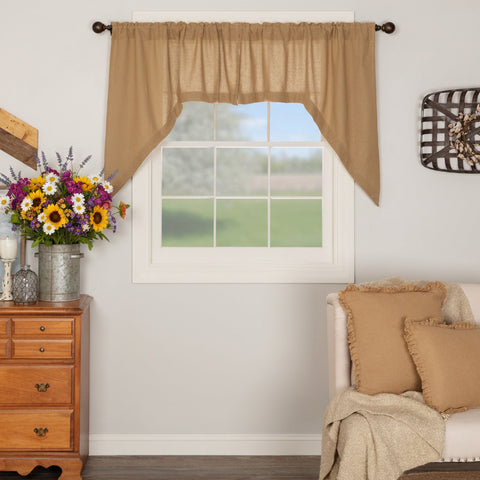 Burlap Natural Swag Curtains-Lange General Store
