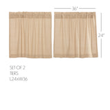 Baxter Burlap Vintage Tier Curtains 24"-Lange General Store