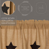 Baxter Burlap with Black Stars Long Prairie Curtains-Lange General Store