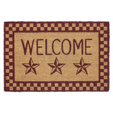 Barn Star Burgundy Check Door Mats-Lange General Store