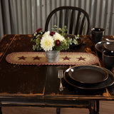Burgundy Tan Star Table Runner-Lange General Store