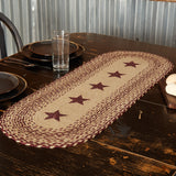 Bedford Burgundy Tan Star Table Runner-Lange General Store