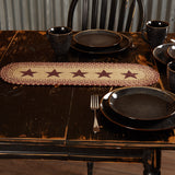 Bedford Burgundy Tan Star Table Runner-Lange General Store