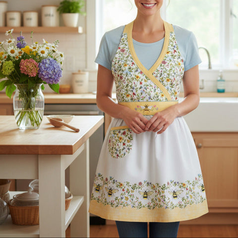Bee Floral Hostess Apron-Lange General Store