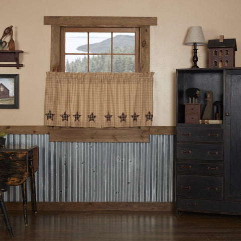 Bingham Star Applique Star Tier Curtains 24"-Lange General Store