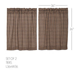 Bingley Star Plaid Tier Curtains 36"-Lange General Store