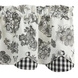 Black Check Geranium Layered Valance-Lange General Store