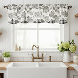 Black Check Geranium Layered Valance-Lange General Store