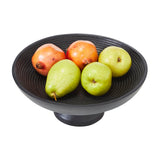 Black Ribbed Wooden Bowl-Lange General Store
