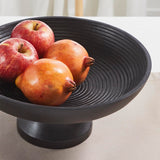 Black Ribbed Wooden Bowl-Lange General Store