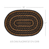 Blackstone Farm Braided Oval Placemat Set of 6 – 12x18 – Close-Up Jute Braid Detail