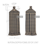 Black Check Button Loop Tea Towel Set of 3-Lange General Store