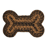 Blackstone Farm Dog Bone Braided Waterproof Rug Mat – Small – Waterproof Dog Feeding Mat – Black, Tan