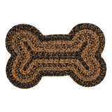 Blackstone Farm Dog Bone Braided Waterproof Rug Mat – Medium – Waterproof Dog Feeding Mat – Black, Tan