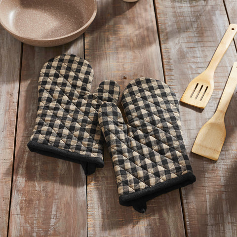 Black Check Oven Mitt Set of 2-Lange General Store