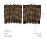 Blackstone Farm Star Tier Curtains 24"-Lange General Store
