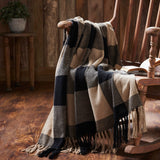 Black and Tan Check Woven Throw-Lange General Store
