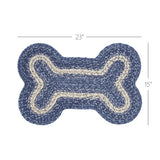 Blue Falls Dog Bone Braided Waterproof Rug Mat – Medium 15x23 – Indoor Outdoor Pet Bowl Mat