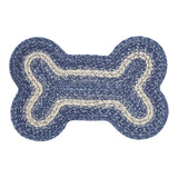 Blue Falls Dog Bone Braided Waterproof Rug Mat – Farmhouse Pet Rug – Indigo, Powder Blue, Natural