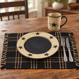 One Bridgeton Black Chindi Placemat with Blackberry Dinnerware