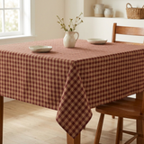 Bridgeton Wine 54 by 54 inch tablecloth in a farmhouse breakfast nook