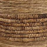 Close-up of Brinkley Rattan Round Basket — detailed view of natural tan rattan coil weave texture