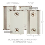 Brown Bunny Wreath w/ Pom Pom Tea Towel Set of 2-Lange General Store