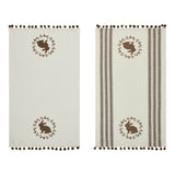 Brown Bunny Wreath w/ Pom Pom Tea Towel Set of 2-Lange General Store