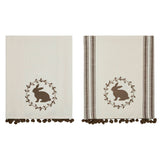 Brown Bunny Wreath w/ Pom Pom Tea Towel Set of 2-Lange General Store