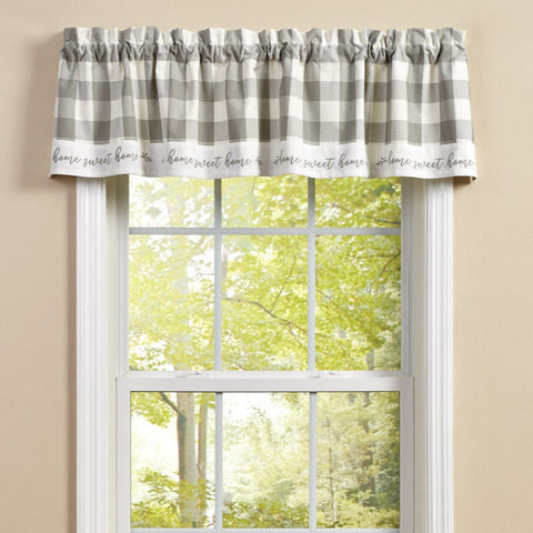 Buffalo Grey Check Home Sweet Valance-Lange General Store