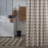 Wicklow Natural Check Shower Curtain-Lange General Store