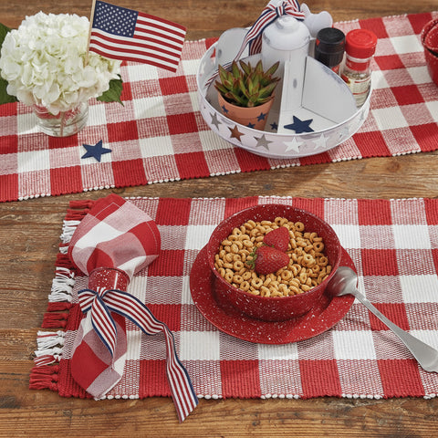 Buffalo Red and White Check Yarn Placemats-Lange General Store