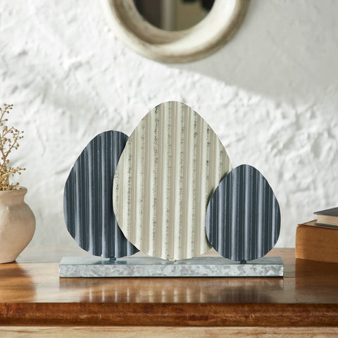 Bunny Hop Corrugated 3 Metal Eggs w/ Base-Lange General Store