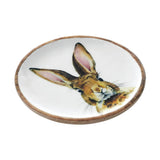 Bunny Hop Enamel Wooden Plate White w/ Bunny-Lange General Store